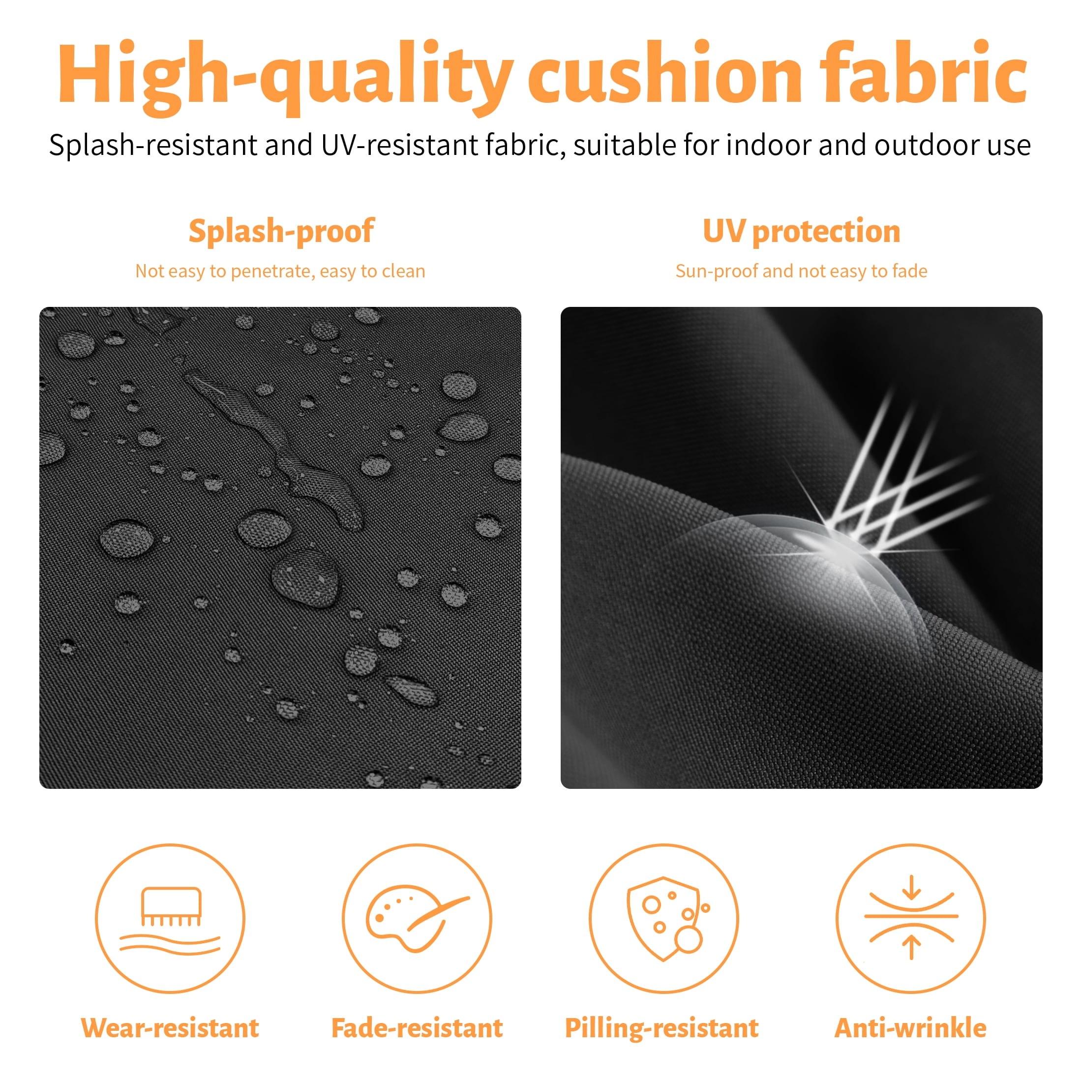 ROFIELTY 2-Pack Outdoor Chair Cushions 19x19, Waterproof & UV Resistant Patio Seat Pads with Removable Washable Cover, 3 Inch Thick All-Weather Cushions for Wicker Furniture, Black