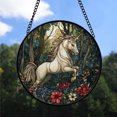 thumbnail image 2 of Vintage Style Christmas Gift - Unicorn Flower Stained Glass Hanging Ornament for Christmas - Sparkling Tree Decoration, Great Holiday Gift for Mom, Dad, Friends, Family, 2 of 3