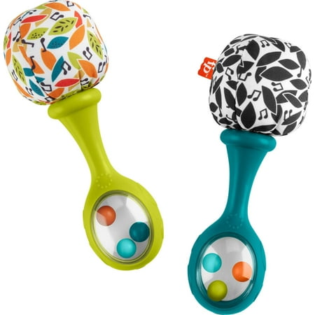 Fisher-Price Baby Newborn Toys Rattle ‘n Rock Maracas Set of 2 Soft Musical Instruments for Babies 3+ Months, Neutral Colors (Exclusive) New - Neutral Colors