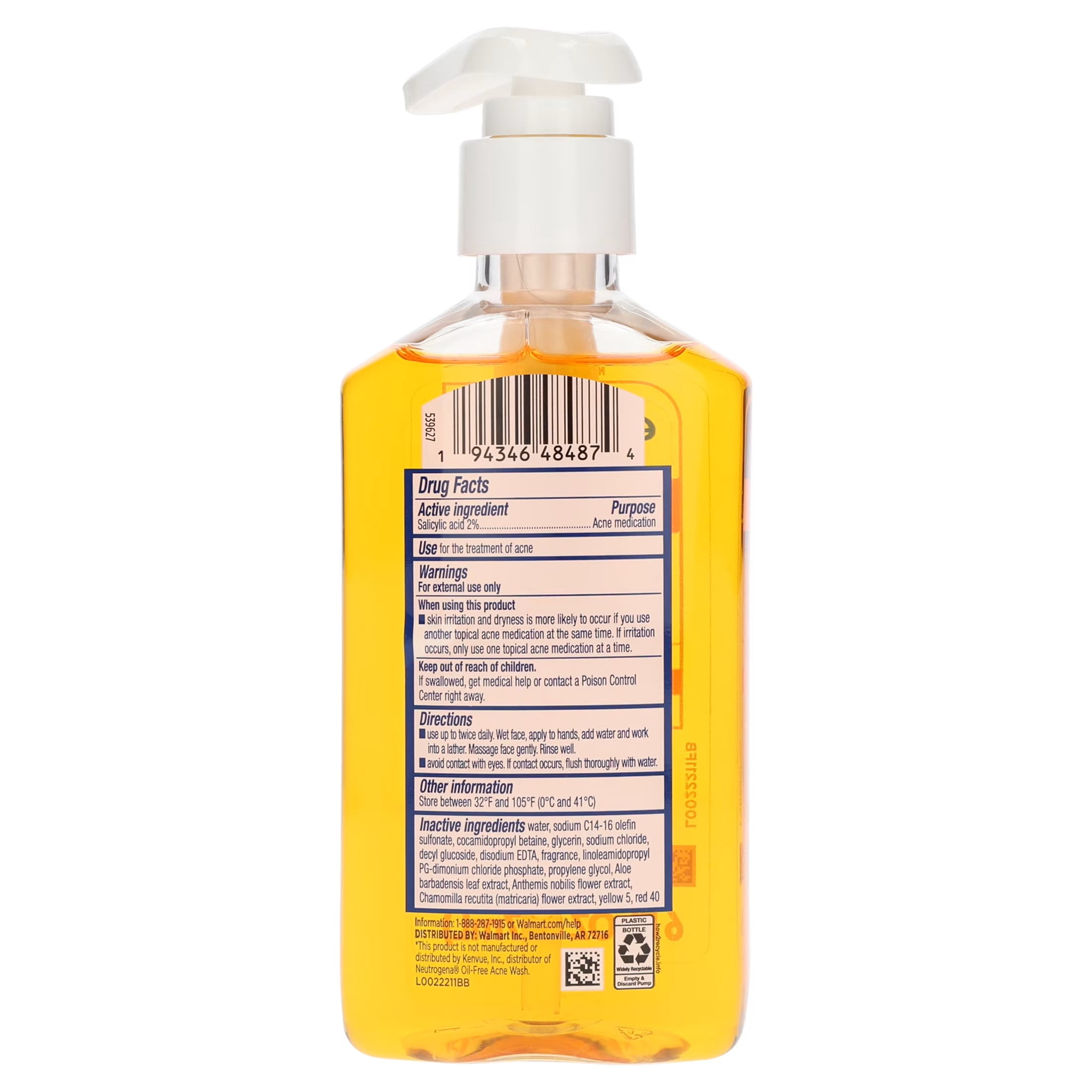 Equate Acne Wash Salicylic Acid Treatment, 6 fl oz