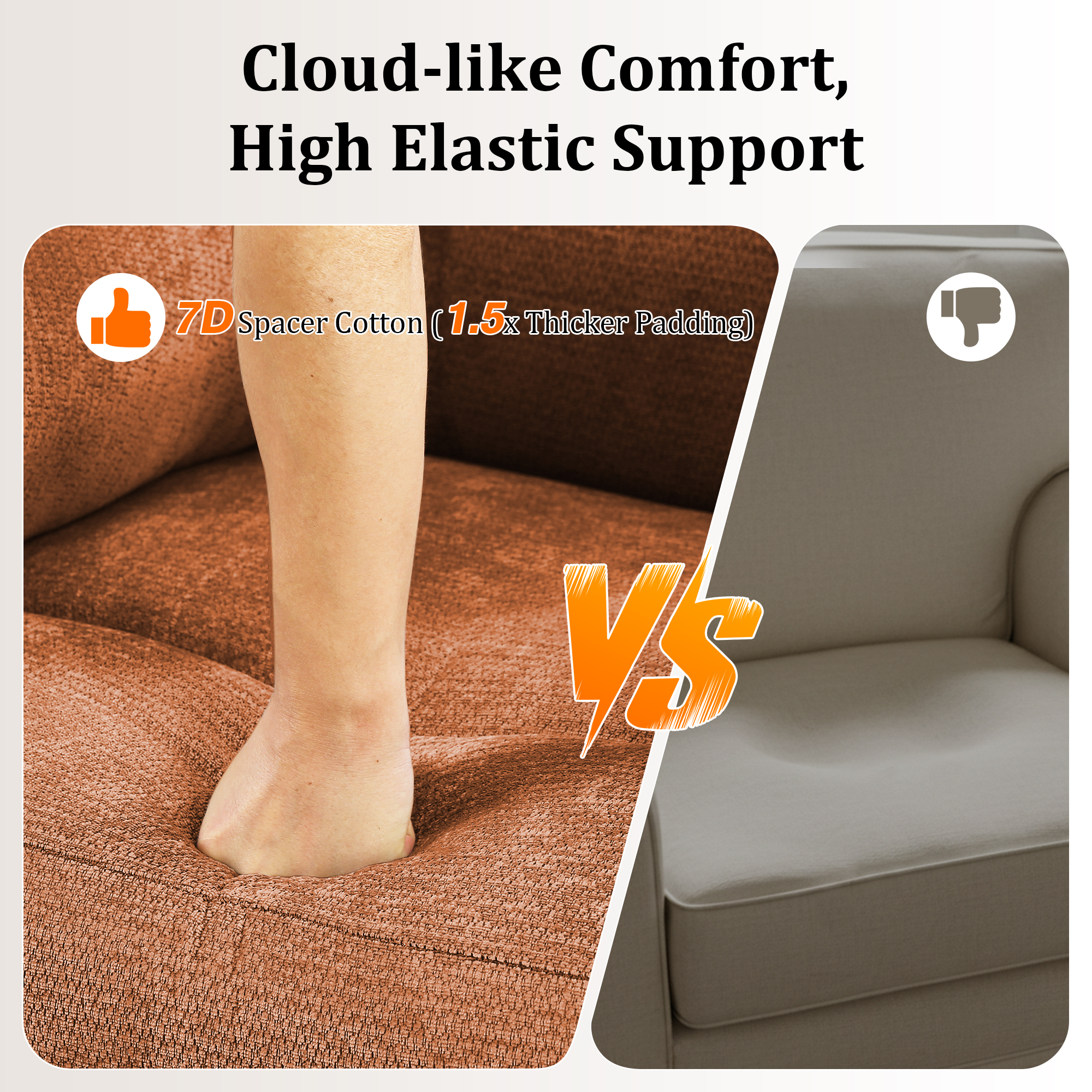 Miniyam Motorized Recliner in Orange, Features 7-Zone Support, Wired Memory Remote & Quiet Brushless Motor