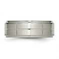 thumbnail image 2 of Auriga Fine Jewelry Titanium Center Block Design 8mm Ridged Edge Band for Men Size 6.5, 2 of 6