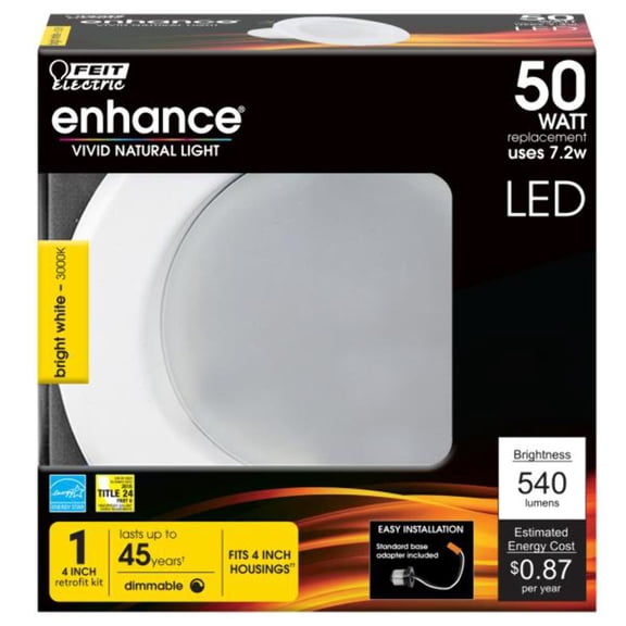 Feit Enhance Bright White 5 in. W LED Dimmable Recessed Downlight 7.2 W