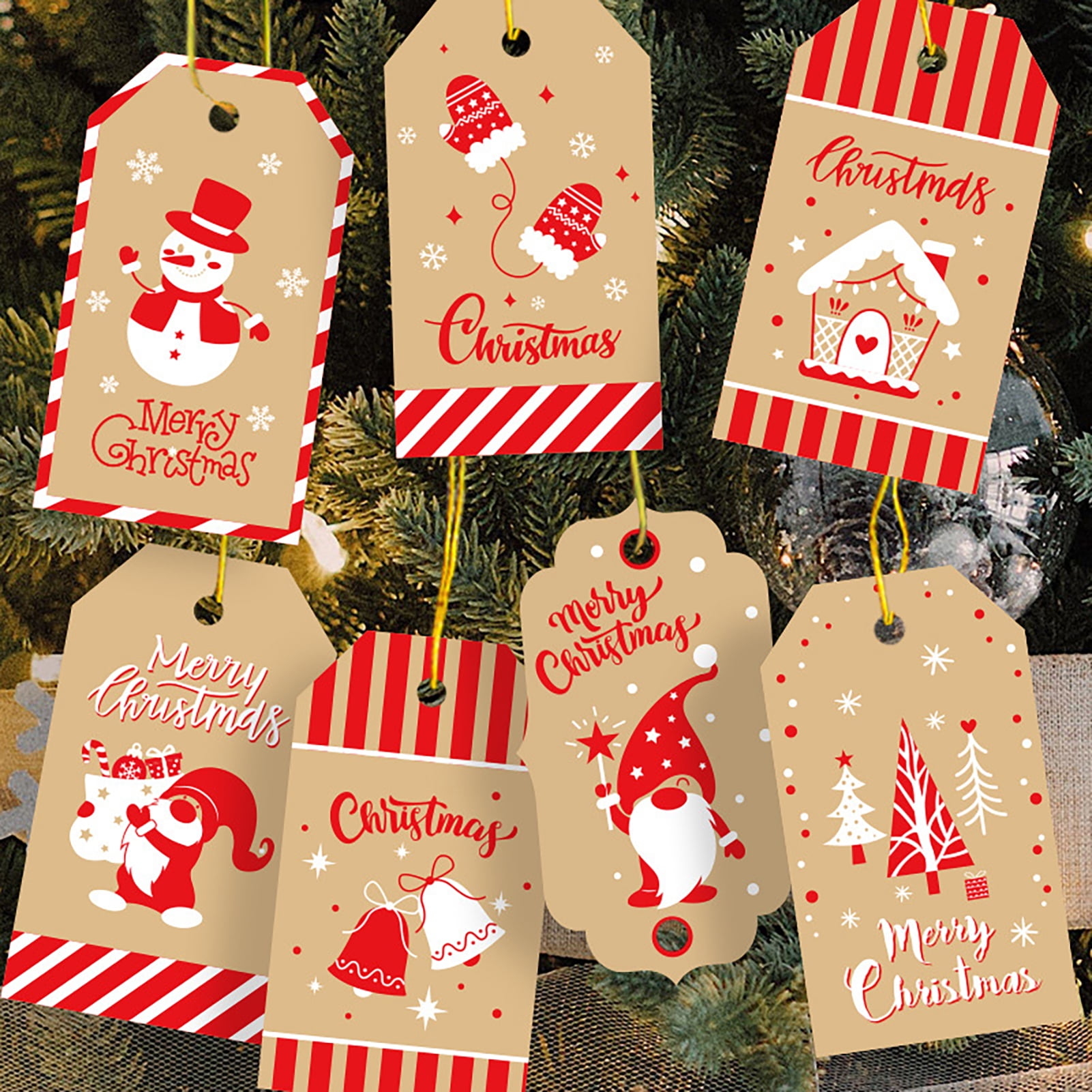 50-100pcs Holiday Kraft Paper Christmas Gift Tags To From Name