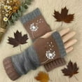 thumbnail image 2 of Womens Gloves Fingerless Gloves With Dandelion Pattern 8 Color Knitted Half Finger Gloves For Touchscreen Use Winter Gloves, 2 of 3