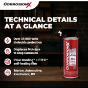 CorrosionX Rust Inhibitor, Industrial-Strength Dielectric Corrosion Prevention, Lubricant & Penetrant for Marine, Automotive, Electronics & RV Use, Protects Bolts, Cables, Engines, 6 oz aerosol