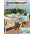 thumbnail image 5 of Outdoor Tablecloths with Umbrella Hole & Zipper, Teal Coastal 60 x102 Inch Rectangle Tablecloths, Summer Beach Starfish Shell Coral Nautical Waterproof Table Cloth, Patio/Pool/Picnic Table Covers, 5 of 8