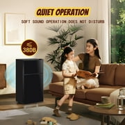 Tacool Small Mini Fridge with Top Freezer Compact Refrigerator Dual Door with Adjustable Thermostat Black for Home New