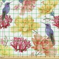thumbnail image 2 of Ambesonne Vintage Fabric by the Yard Upholstery, Bloom Art and Hummingbirds, 1 Yard, Salmon Blue Violet, 2 of 5