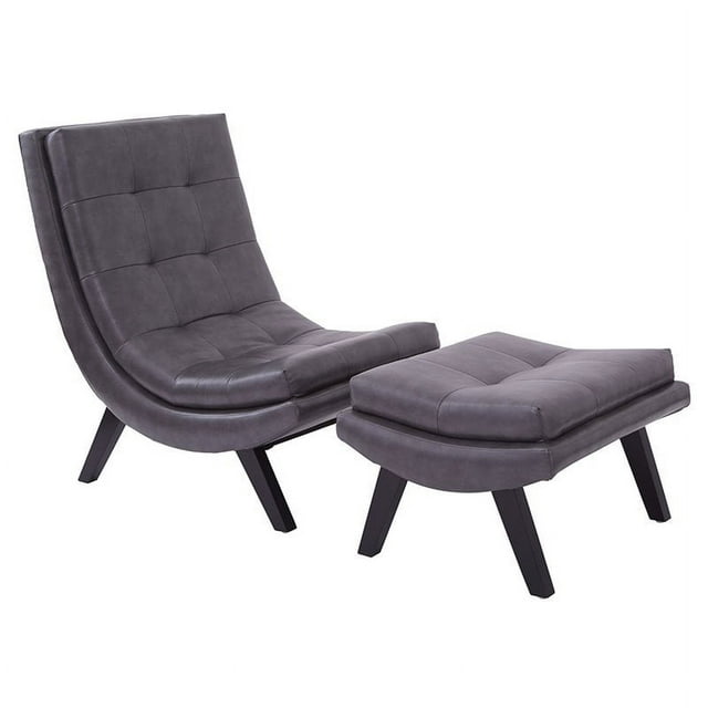 Ave Six Tustin Chaise Longue et Pouf Ensemble, Étain