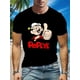thumbnail image 1 of Men's Casual Round Neck T-Shirt, Regular Fit, Stretchy Cotton Blend, Popeye Sailor Graphic Print, Machine Washable, Beach Theme, Cruise T Shirts, 1 of 8