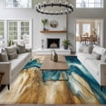 thumbnail image 3 of 5'x8' Area Rugs, Teal Brown Indoor Outdoor Area Rug for Living Room Bedroom, Abstract Art Modern Water Ripple Washable Bathroom Rugs Kitchen Floor Carpet Mats Home Decor Aesthetic, 3 of 8