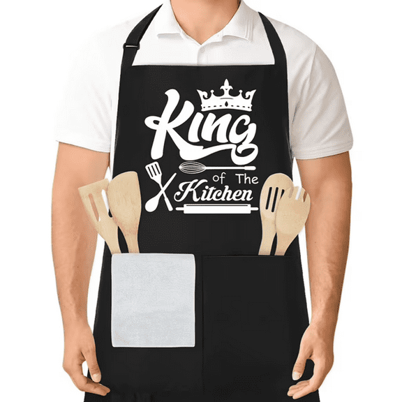 Qweryboo Funny Dad Grilling Aprons for Men, BBQ Grill King Chef Apron, Kitchen Cooking Apron for Gifts(Grill 1)