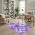 thumbnail image 2 of ODIKA 4'x6' Washable Area Rug Stain Resistant, Low Pile, Easy Care Purple Gingham Boho Charm Bold Checkerboard Grid Pink Checkered Refined for Dorm Room, Small Living, 2 of 7