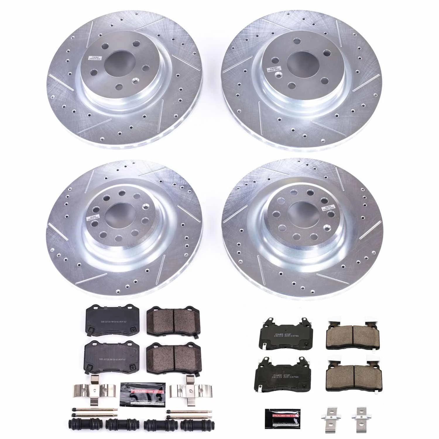 PowerStop Front and Rear Z23 Evolution Sport Carbon-Fiber Ceramic Brake Pad and Drilled & Slotted Rotor Kit Fits: TESLA Select Models K6797
