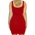 thumbnail image 4 of Fartey Womens Tank Dress Elegant Square Neck Backless Dresses Summer Solid Color Sleeveless Dresses Bodycon Party Mini Dresses Red S-XL, 4 of 8