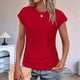 thumbnail image 4 of Camiseta de Corta con Cuello Redondo y Fruncido para Mujer, Color Rojo, Talla S, 4 of 7