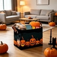 thumbnail image 4 of Canvas Candy Storage Basket,Foldable Rectangular Gift Basket with Handles,Pumpkin Ghost Pattern Decor Organizer Bin for Household Sundry Sorting,Orange, 4 of 7