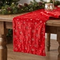 thumbnail image 7 of Honeplcked 13x71In Polyester Velvet Red Xmas Table Runner, Winter Seasonal Indoor Christmas Table Decorations, Embroidered Snowflake Table Runner for Xmas Party Home Holiday Kitchen Dining Room, 7 of 7