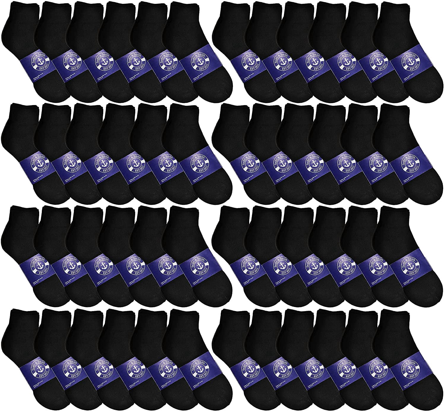 300 Pairs Mens & Womens Quarter Ankle Socks, Cotton, Cheapest Ankle Sock, Donation Homeless, Light weight Bulk Case Wholesale (300 Pairs Women Black)