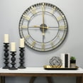 thumbnail image 3 of Oversized Vintage Style Metal Wall Clock  Black  Gold Numerals, 3 of 5