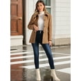 thumbnail image 2 of DARING DIVA Women's Peter Pan Collar Single Breasted Solid Overcoats Coat Camel L, 2 of 6