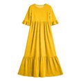 thumbnail image 5 of Auroural Girls Long Dresses Girls Summer Casual Dress with Ruffles Short Sleeve Round-Neck Dress for 4-14Y, 5 of 8