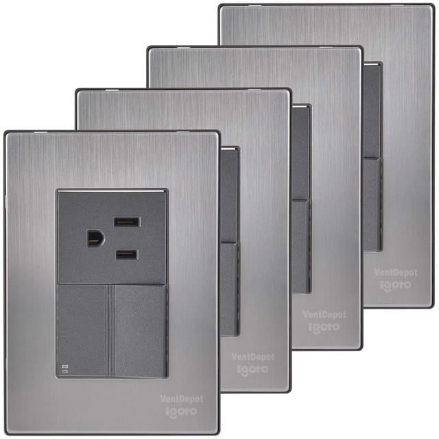 Apagador Escalera con Placa Inoxium1E1COxford 4Pzas Contacto/Apagador Escalera 125-250VCA 10/15A 50/60Hz Plateado/Oxford