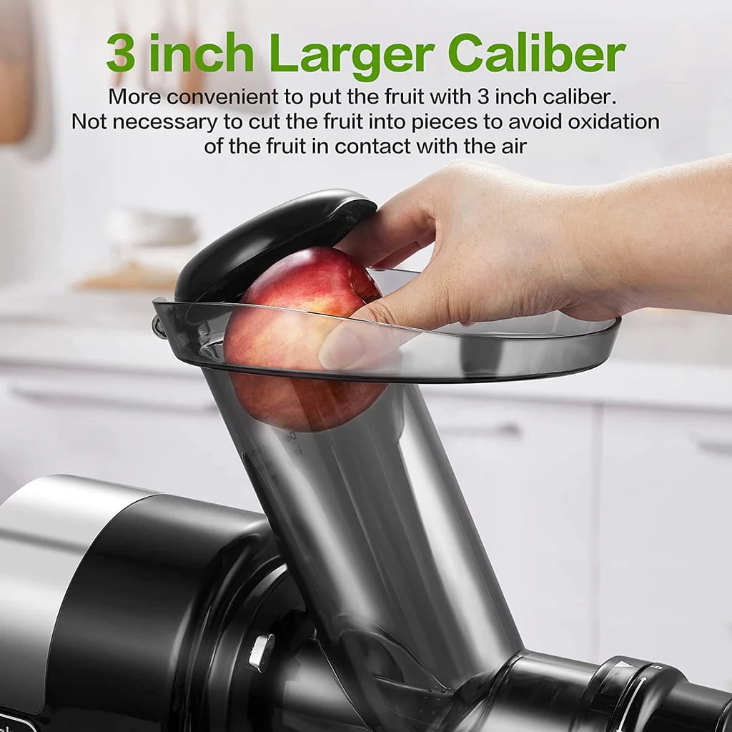 AMZCHEF Slow Juicer 3” Wide Chute, Quiet Masticating Gray Juicer, Easy to Clean
