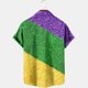 thumbnail image 5 of Camisa Hawaiana para Hombres Mardi Gras Imprimir Manga Corta Tropical Casual Camisa de Playa, Mezcla de Poliéster de Lino de Algodón Top Divertido para la Fiesta, Diario, 5 of 5