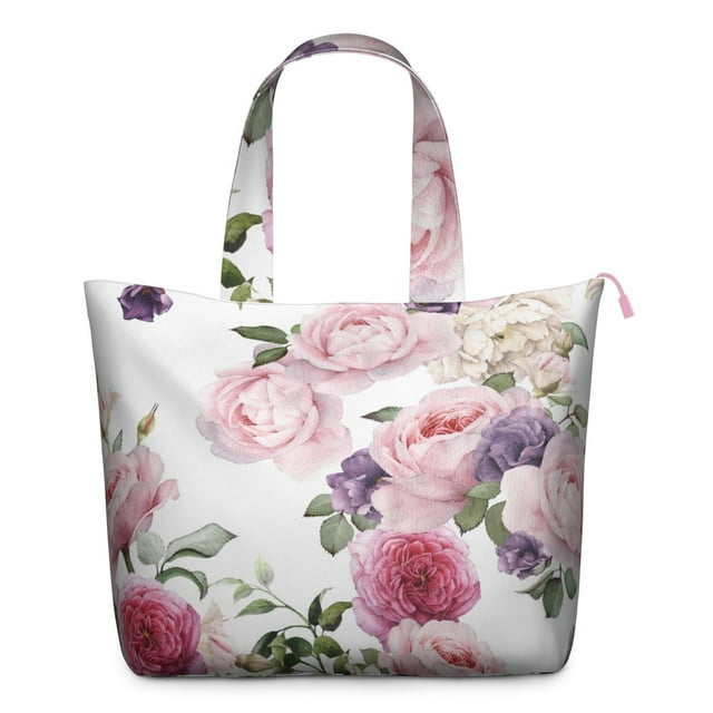 Floral Leopard Print Carry-On Bag Vintage Botanical Travel Duffel, , Large Capacity, Adjustable Shoulder Strap