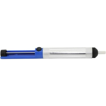 Solder Sucker Pump, Desoldering Pump Solder Sucker Iron Remover Tool, Soldering Iron Auxiliary Tool Manual Desoldering Suction Pump, with Aluminum Body, Blue, 1 Pcs