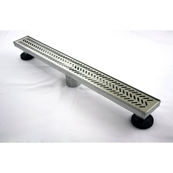 Novalinea ZA Linear Shower Drain (28 Inch VENLO Pattern) Sleek and Modern Brushed Stainless Steel, with Hair Strainer, Leveling Feet and Threaded Adapter