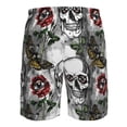 thumbnail image 6 of Kdxio Skulls Roses Pattern Mens Casual Shorts - Drawstring Summer Beach Sports Shorts for Men, 6 of 9