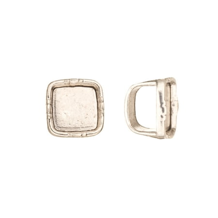 Cabochon Setting - Square Cabochons Setting Licorice Beads Fits 10x8mm Licorice Leather - Antique Silver Plated