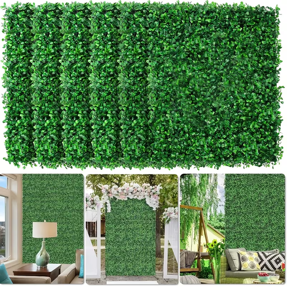 Paddsun Artificial Boxwood Wall Panels, 20PCS 10"x10" Faux Greenery Milan Grass Backdrop, Realistic Plastic Privacy Screen for Indoor Outdoor Decor