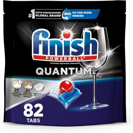 Quantum Dishwasher Pods, No Pre-Rinse Dishwasher Detergent Soap Removes 24HR Dried-On Stain and Grease, Leaving a Virtually Spotless Shine, 82 Count