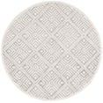 thumbnail image 2 of SAFAVIEH Micro-Loop Tris Geometric Boxes Wool Area Rug, Grey/Ivory, 5' x 5' Round, 2 of 6