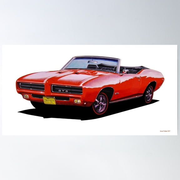 1969 Pontiac Gto Convertible Poster Wall Art, Modern Wall Decor For Living Room Bedroom, 8x12 UNFRAMED