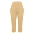 thumbnail image 5 of JJHGVB capris pants pantalones capri Lounge Slacks Preppy Lounge Pant Lounge Trousers Cropped Pant Drawstring Pants Summer Beach Pants pedal pushers for women Straight Leg Pants Yellow L, 5 of 6