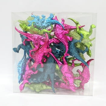 Holiday Time 28 count  Fuchsia/ Lime/ Teal Dinosaur Ornament
