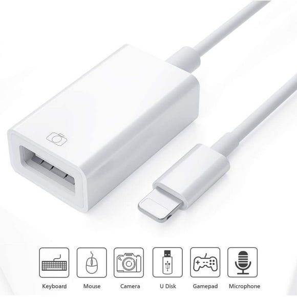 USB Camera Adapter for iPad iPhone, OTG Cable Compatible with iPhone 11 X Max 8 7 6 Plus iPad Mini Air, Support USB Flash Drive, Keyboard, Mouse, Card Reader, Hub, iOS 9.2 to 13(White)