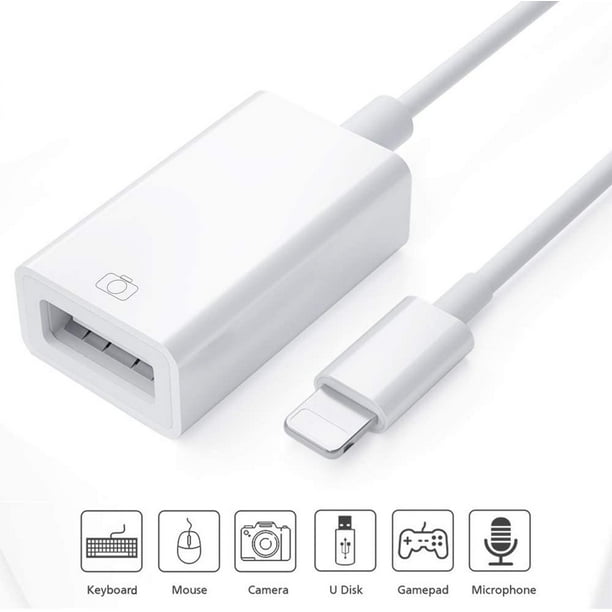Adaptateur USB pour iPhone/iPad, adaptateur iPhone vers USB, adaptateur iPad  USB3 avec port de charge, prend en charge les clés USB, MIDI, clavier et  souris, Plug & Play, aucune application requise. 