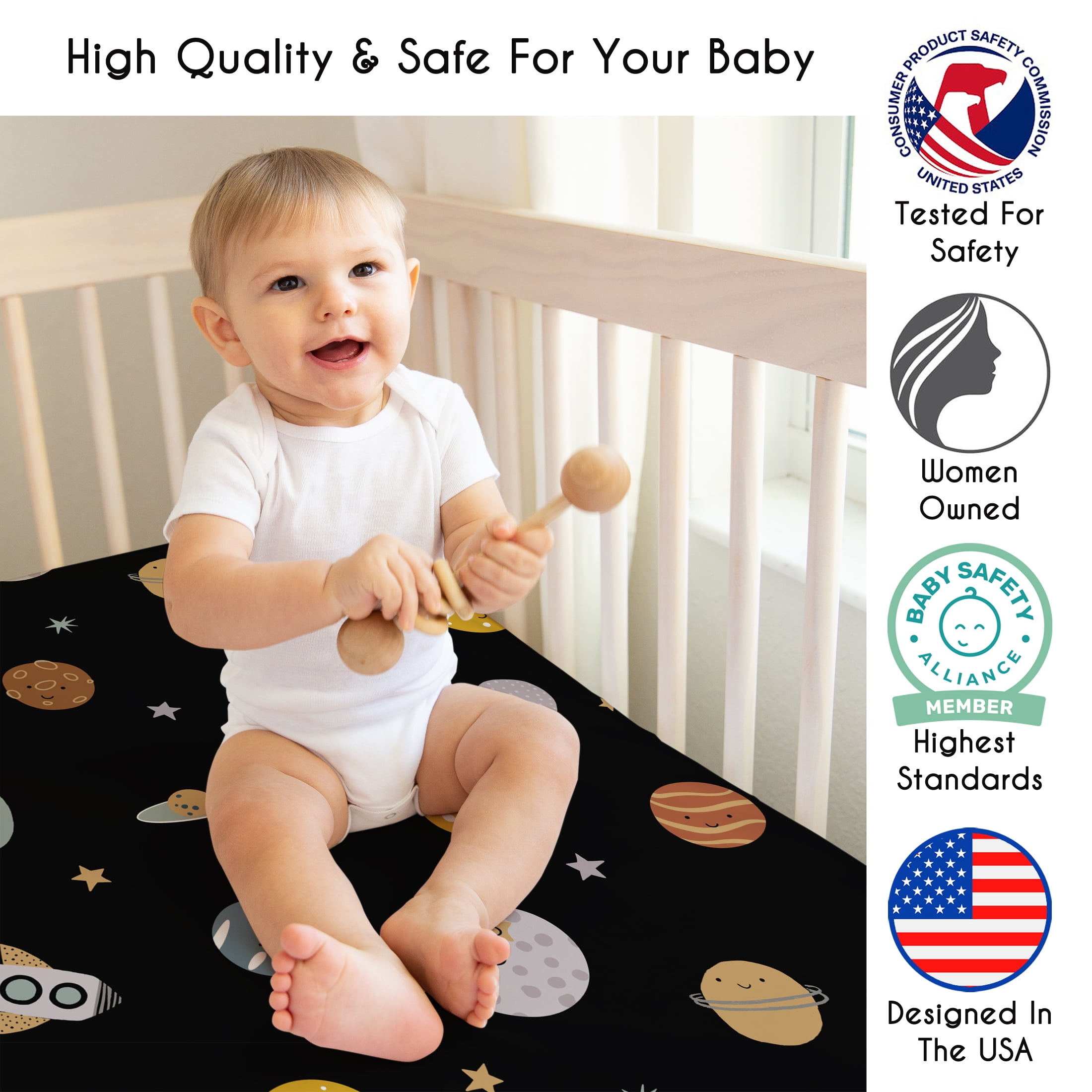 Sweet Jojo Designs Black Space Galaxy Boy Fitted Crib Sheet