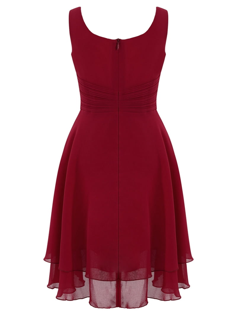 iEFiEL Girls Chiffon Pleated High-waisted Princess Pageant Bridesmaid Birthday  Party Dress Wine Red 16 - Walmart.com