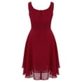 thumbnail image 2 of iEFiEL Girls Chiffon Pleated High-waisted Princess Pageant Bridesmaid Birthday Party Dress Wine Red 16, 2 of 7