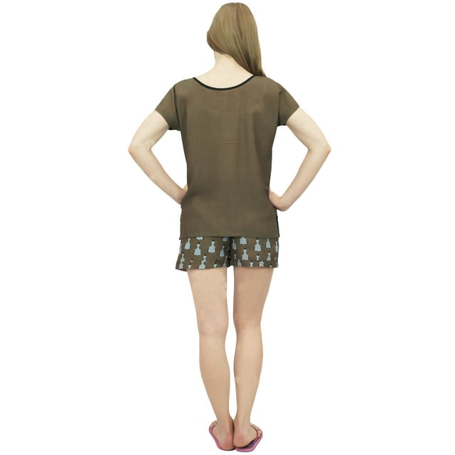 Bimba Vêtements de Nuit pour Femmes en Rayonne Imprimée T-Shirt et Shorts Ensemble 2 Pcs - 22