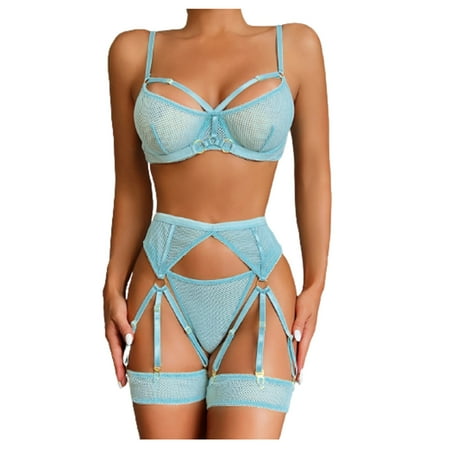 

Plus Size Lingerie Women Underwear Bra Panties Underclothes Underpants Garter Belt Lingerie Roleplay Sets Women s Exotic Lingerie Sets Faja Shapewear for Women New Arrival Light Blue M