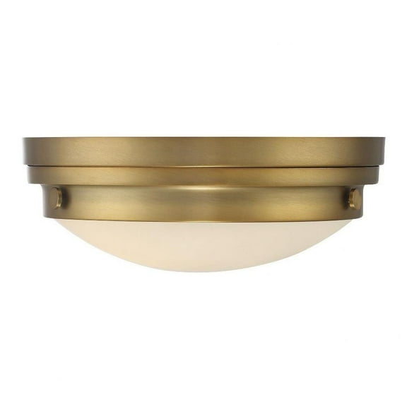 2 Light Flush Mount-Transitional Style with Contemporary and Industrial Inspirations-4.75 inches Tall By 13.25 inches Wide-Warm Brass Finish Bailey
