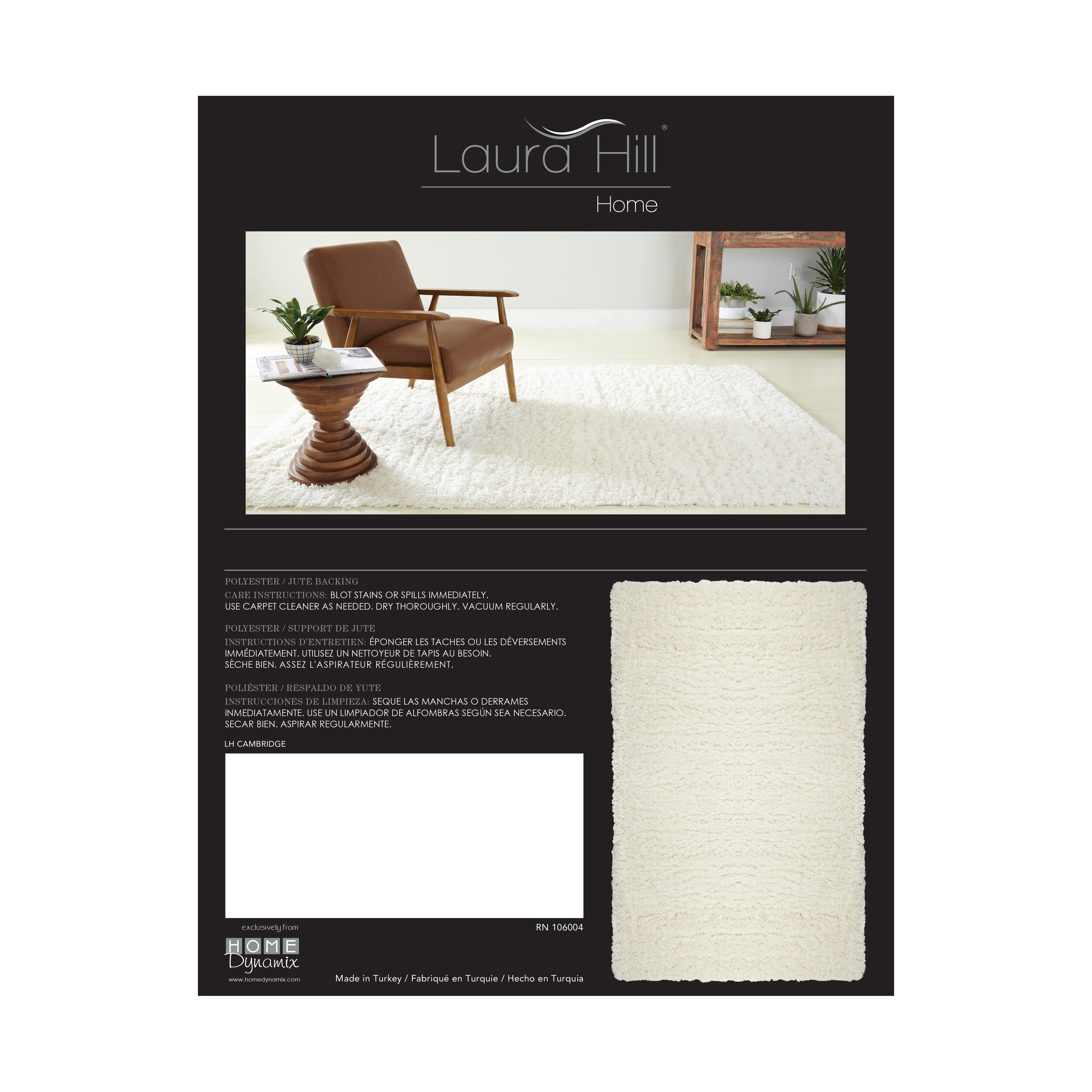 Laura Hill Cambridge Ames Area Rug, Ivory, 1'6"x2'6"
